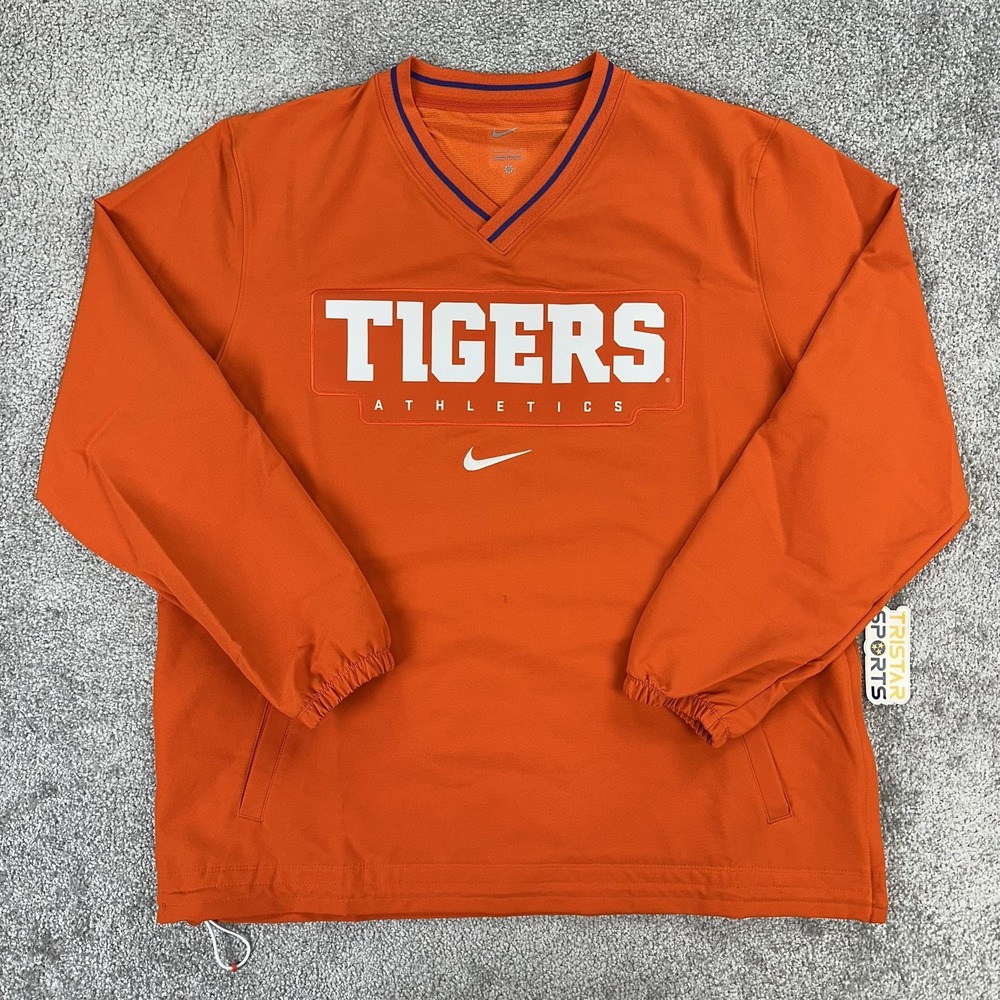 Clemson Tigers Jacket Mens Large Orange Nike V-neck Pullover PE Team Issue